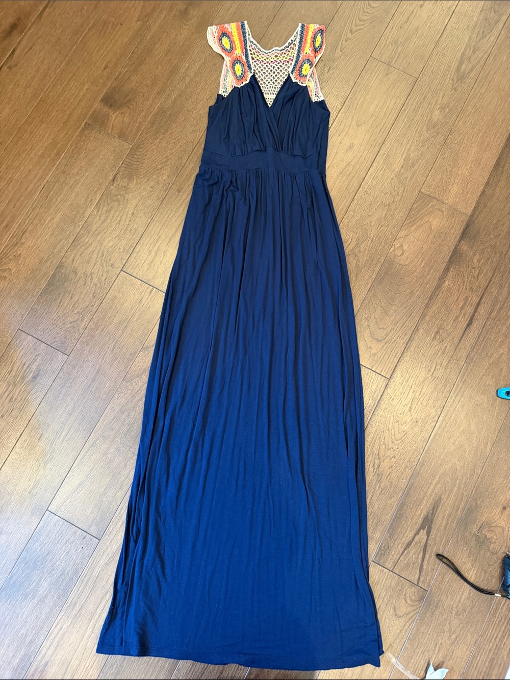 Pinkblush Navy Blue Maxi Dress with Crochet Top Detail Size Small - C26-035